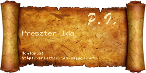 Preszter Ida névjegykártya